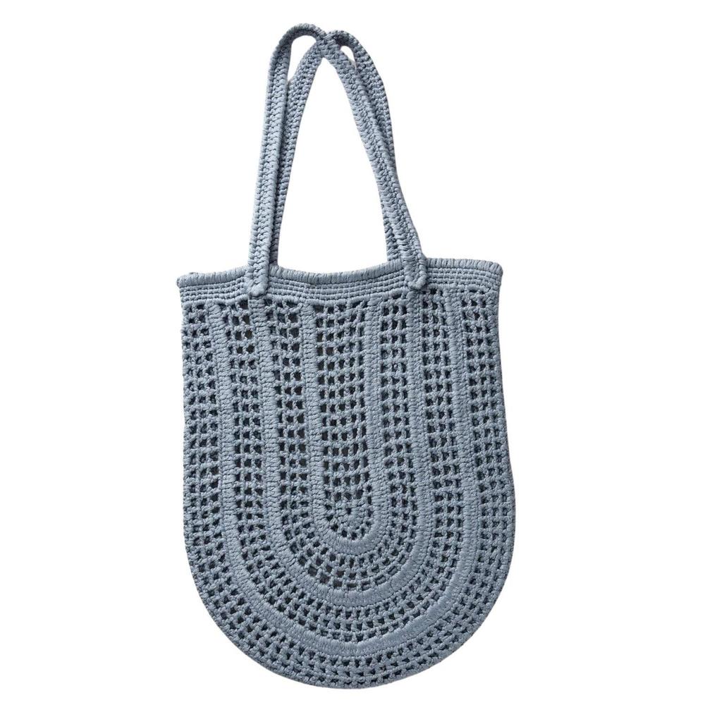 NEW MERSEA women's souk crochet tote in denim